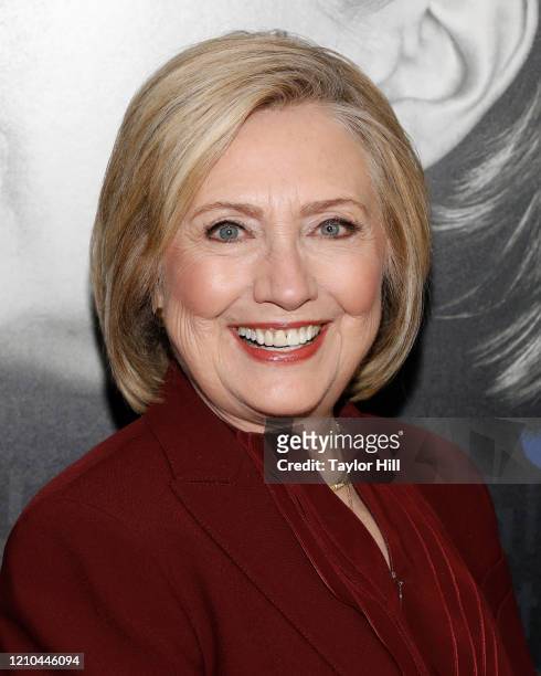 Hillary Rodham Clinton attends the New York premiere of "Hillary" at Directors Guild of America Theater on March 04, 2020 in New York City.