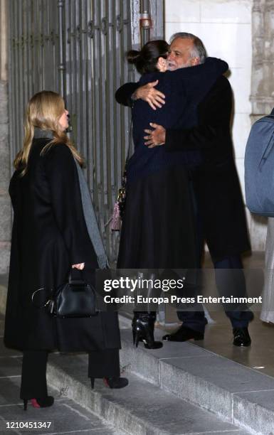 Genoveva Casanova, Carolina Adriana Herrera and Paco Arango attend Placido Arango's funeral mass on March 04, 2020 in Madrid, Spain.