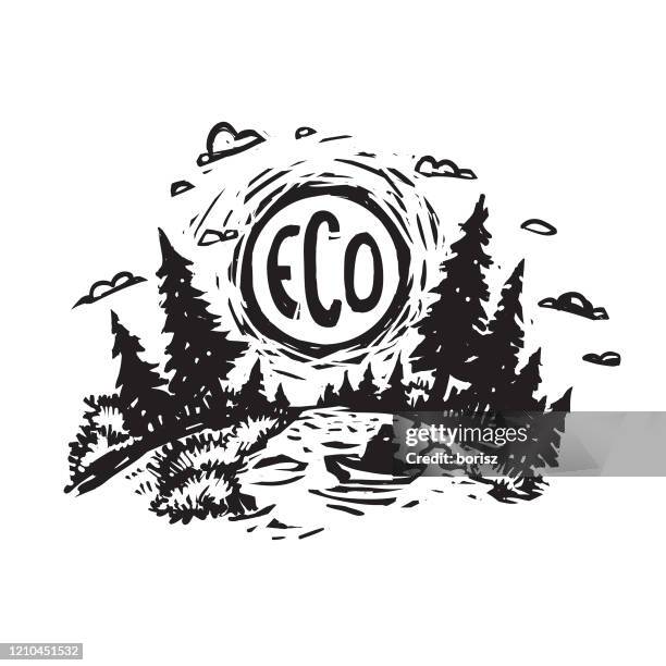 relaxing forest - pine tree forest stock illustrations