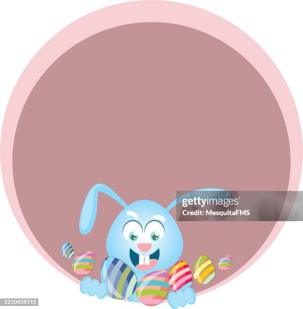 blue bunny holding easter eggs - easter chocolate stock illustrations