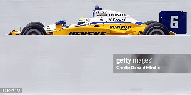 Ryan Briscoe of Australia drives the Team Penske Truck Rental Dallara Honda on track during practice for the IZOD IndyCar Series MoveThatBlock.com...