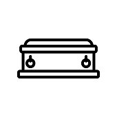 coffin icon vector. Isolated contour symbol illustration
