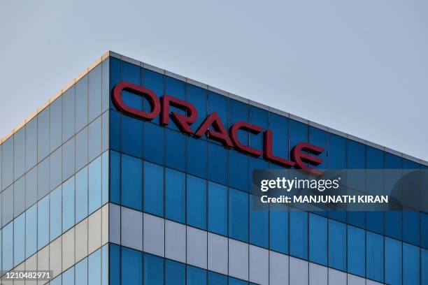 In this photo taken on April 16 a general view shows the Indian office of US multinational computer technology company Oracle in Bangalore. -...