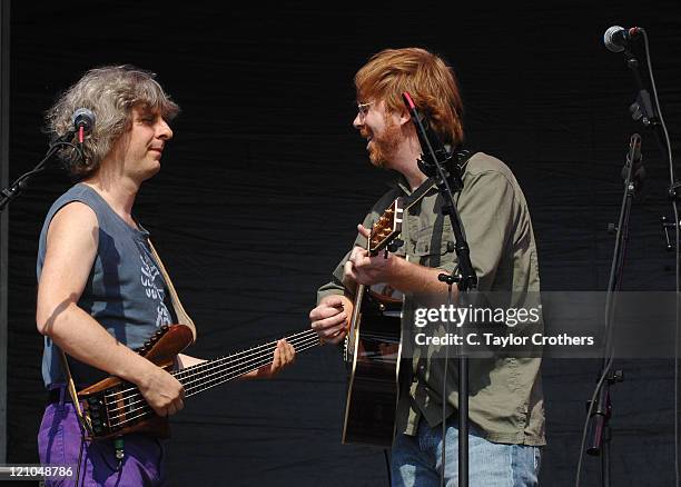 Trey Anastasio and Mike Gordon perform at The Odeum during Rothbury 2008 on July 6, 2008 in Rothbury, Michigan.