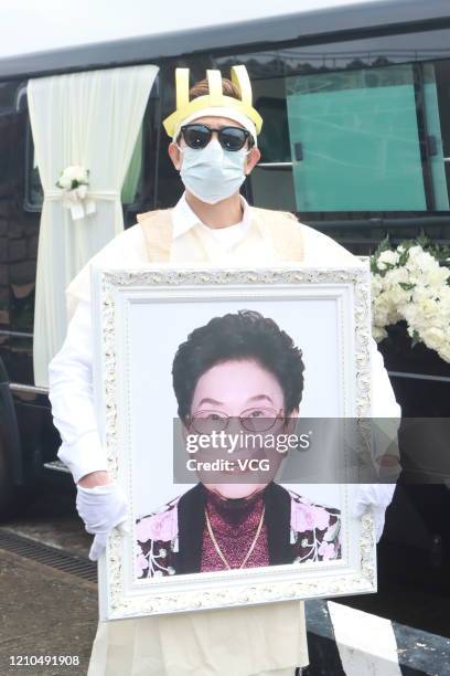 Singer Aaron Kwok attends the funeral of his mother on March 5, 2020 in Hong Kong, China.