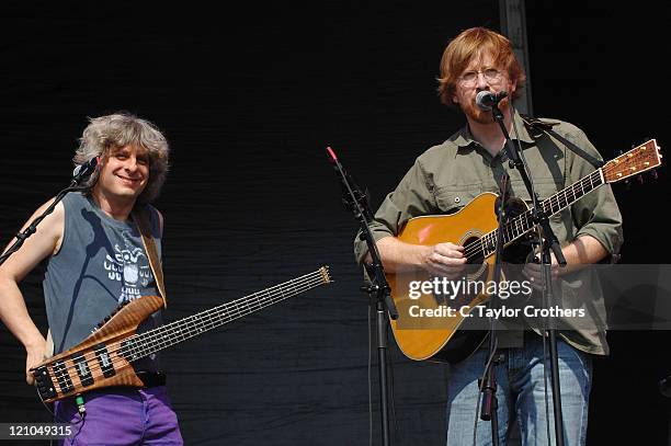 Trey Anastasio and Mike Gordon perform at The Odeum during Rothbury 2008 on July 6, 2008 in Rothbury, Michigan.