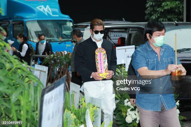 Singer Aaron Kwok attends the funeral of his mother on March 4, 2020 in Hong Kong, China.
