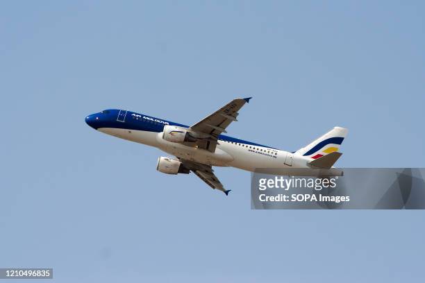 An Air Moldova Airbus 320 takes off from Rome Fiumicino airport.