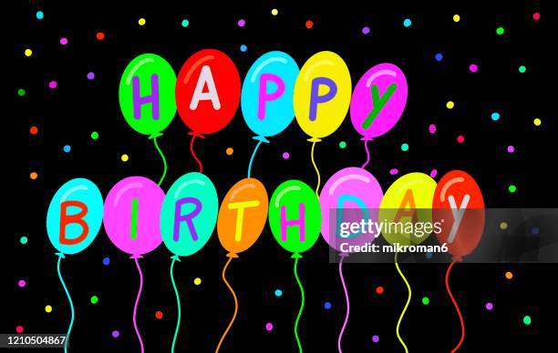 happy birthday balloons - ania r stock pictures, royalty-free photos & images