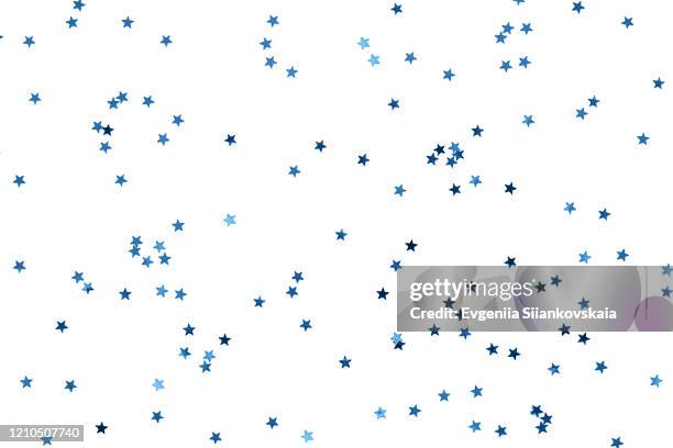 bunch of blue stars on white background. - blue confetti stockfoto's en -beelden