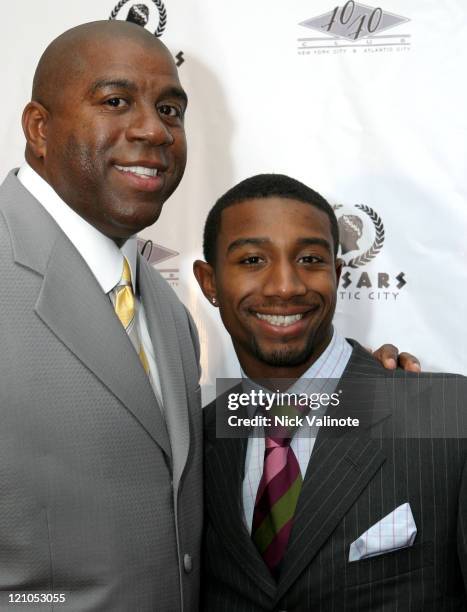 Earvin Magic Johnson with Son Andre during Jay-Z Celebrates The Grand Opening of The 40/40 Club in Atlantic City - Arrivals at 4040 Club in Atlantic...