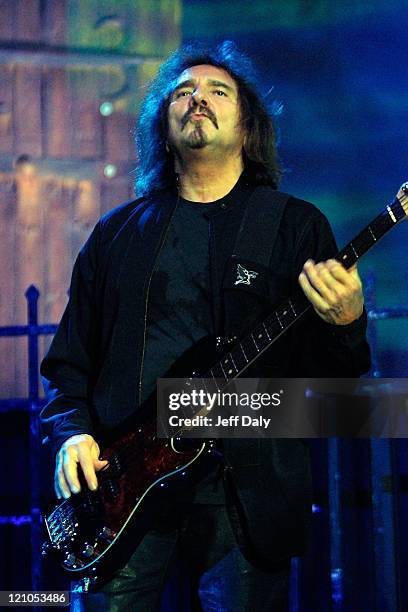 Bass Guitarist Geezer Butler of Heaven and Hell performs live at the Bank Atlantic Center on September 15, 2007 in Sunrise, Florida