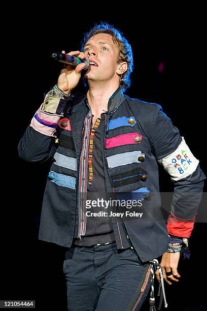 Chris Martin of Coldplay performs at the Verizon Wireless Music Center on June 5, 2009 in Noblesville, Indiana.