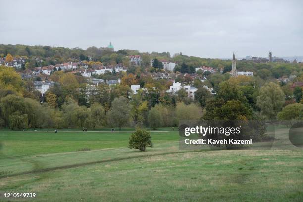 General view of Hapstead Heath park seen from Parliament Hill on a Sunday on November 3, 2019 in London, United Kingdom.