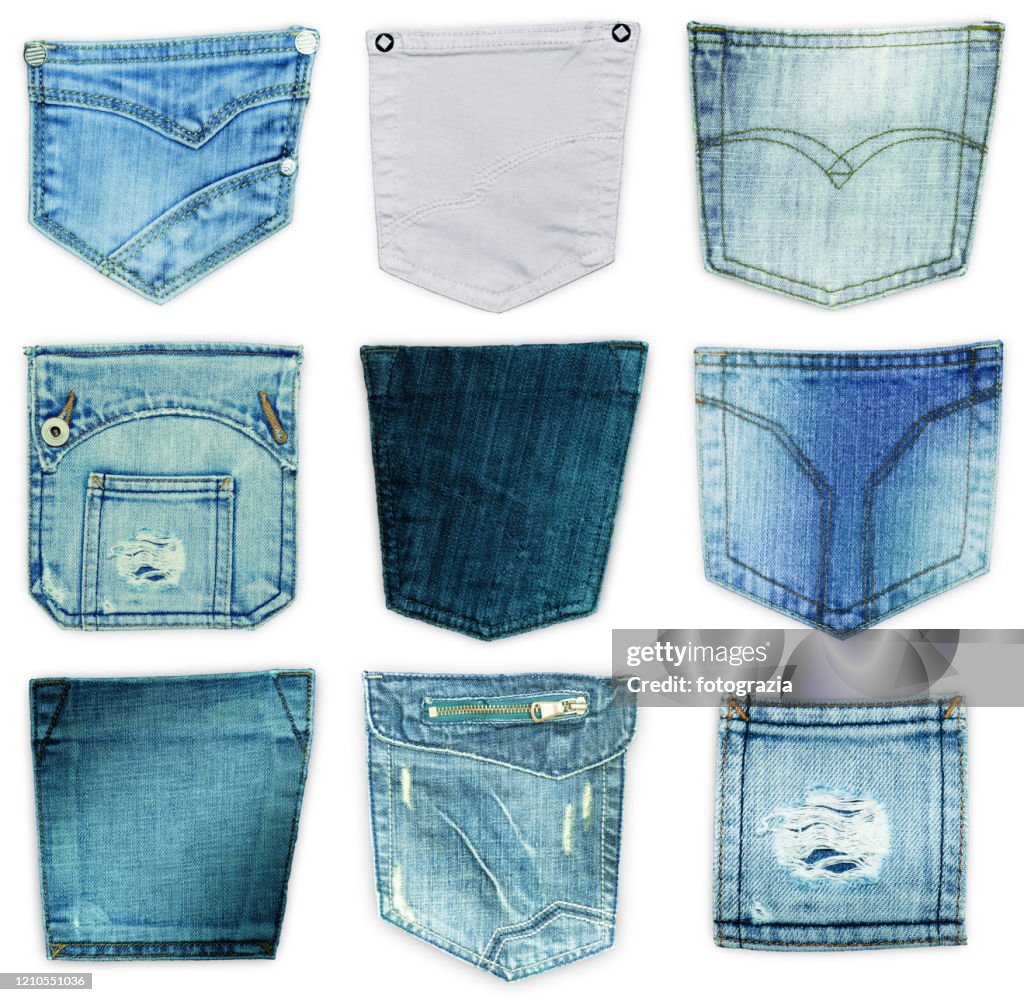 Jeans Back Pocket Collection. Clipping Path