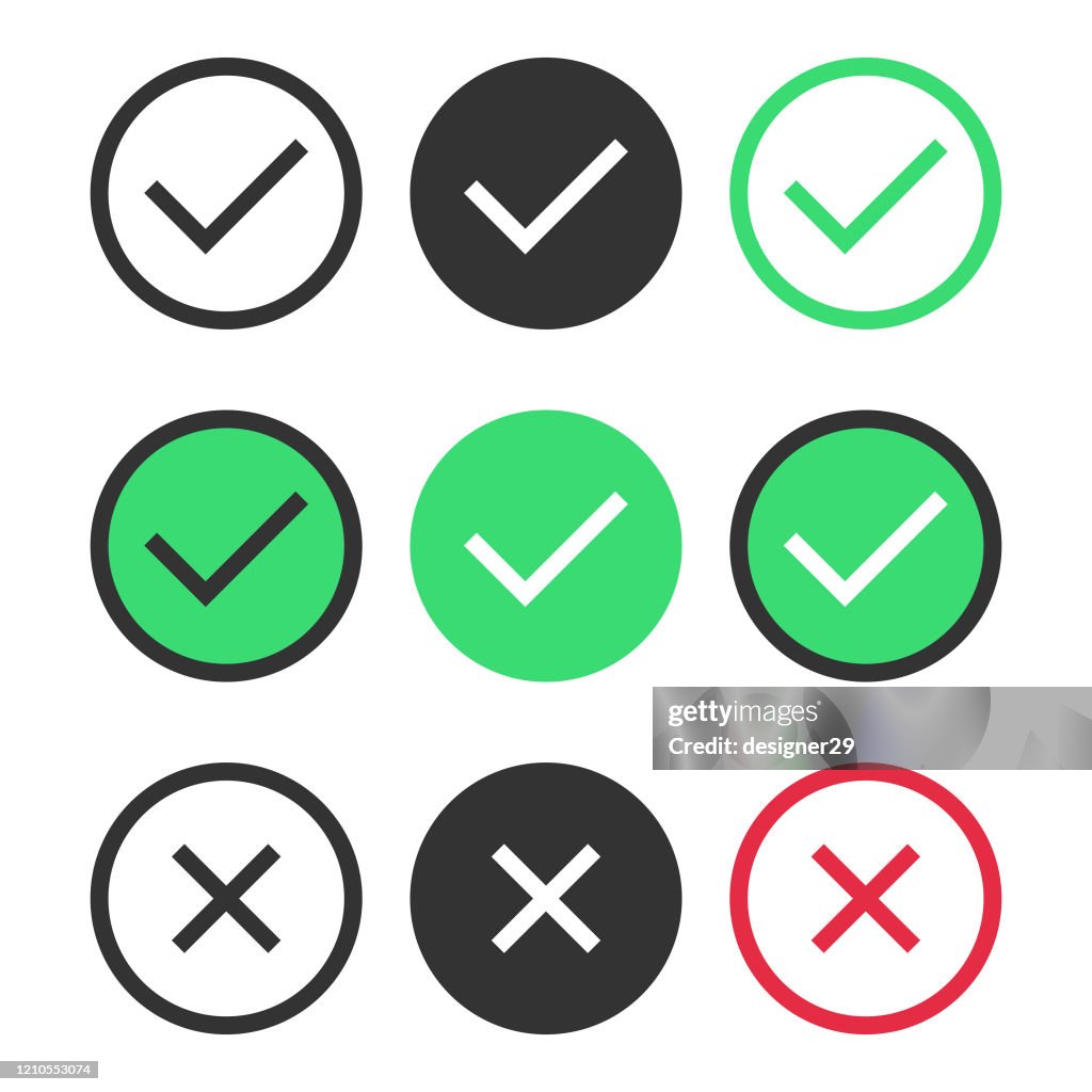 Check Mark Icon Set Vector Design on White Background.