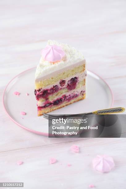 cherry layer cake - coconut biscuits stock pictures, royalty-free photos & images