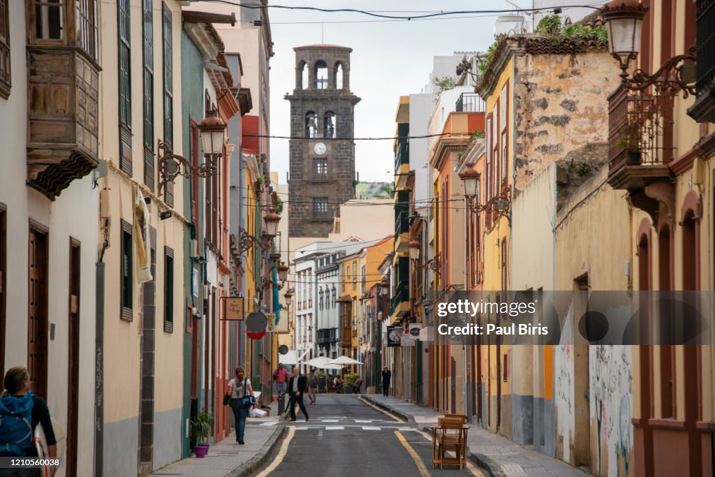 Street life in San Cristobal de la Laguna - old capital of Tenerife, Canary Islands, Spain