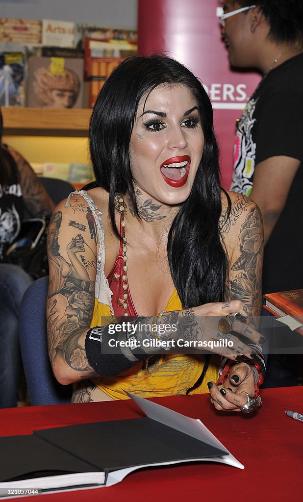 Kat Von D Signs Copies Of Her New Book "High Voltage Tattoo"