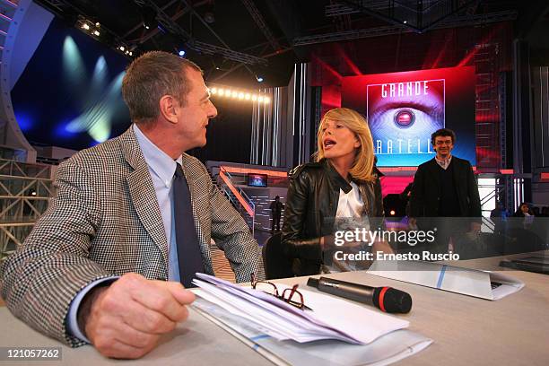 Massimo Donelli and TV presenter Alessia Marcuzzi attend Italy "Big Brother" press conference on January 10, 2009 in Rome, Italy