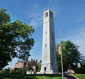 The bell tower on the NC State campus in Raleigh