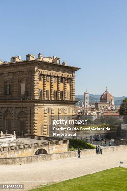 view of palazzo pitti from giardino di boboli - pitti stockfoto's en -beelden