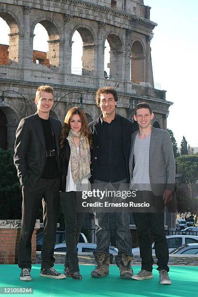 Hayden Christensen, Rachel Bilson, director Doug Liman and Jamie Bell attend a photocall for "Jumper" at the Colosseum on February 6, 2008 in Rome,...