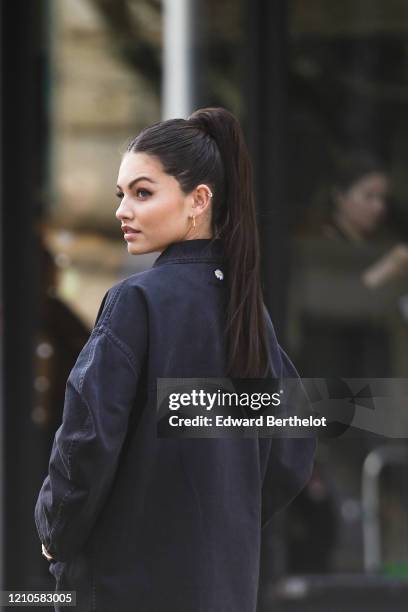 Thylane Blondeau is seen outside the Miu Miu show, during Paris Fashion Week Womenswear Fall/Winter 2020/2021, on March 03, 2020 in Paris, France.