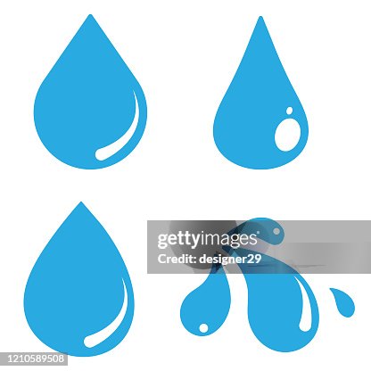 Water Drop Icon Set Vector Design on White Background. Water Drop Icon Set Vector Design on White Background.