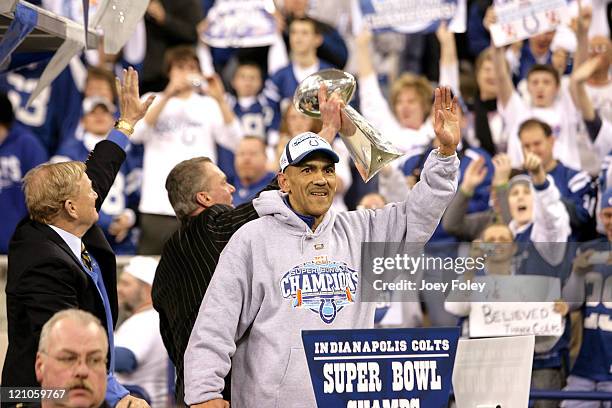 Tony Dungy- Head Coach of the Indianapolis Colts during NFL Indianapolis Colts Parade and Rally - February 05, 2007 at RCA Dome in Indianapolis,...