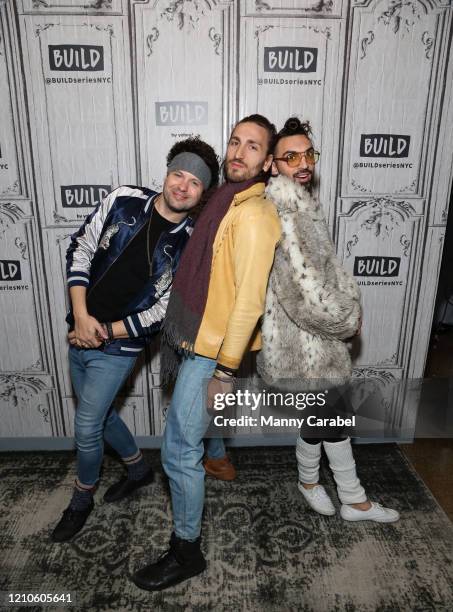 Zambricki Li, Austin Bisnow and Zang of the band Magic Giant attend Build Series to discuss the release of their new song "Disaster Party" at Build...