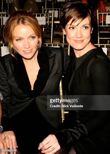 Actress Becki Newton and Zoe McLellan attend the Rag & Bone Fall 2008 runway show during Mercedes-Benz Fashion week on February 1. 2008 in New York...