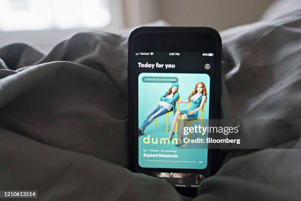 The Quibi short-form mobile video service application is displayed on a smartphone in an arranged photograph taken in Arlington, Virginia, U.S., on...