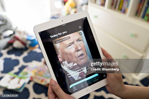 The Quibi short-form mobile video application is displayed on a tablet computer in an arranged photograph taken in Arlington, Virginia, U.S., on...