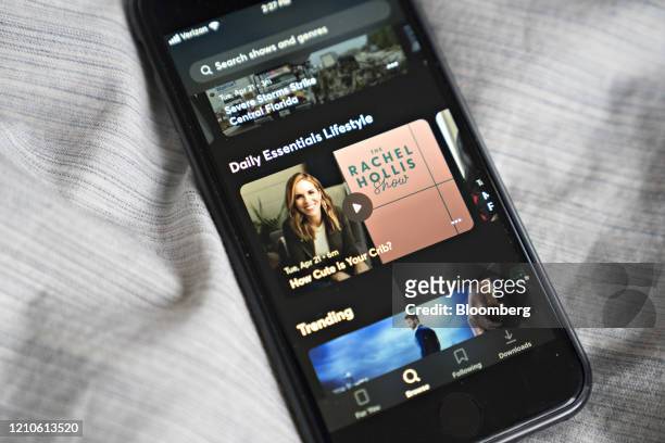The Quibi short-form mobile video service application is displayed on a smartphone in an arranged photograph taken in Arlington, Virginia, U.S., on...