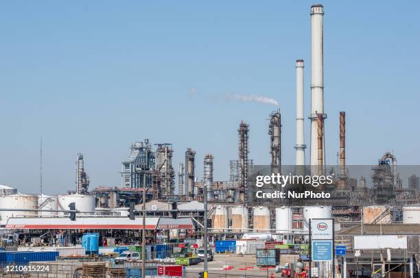 General view of a Essol Oil refinery in Antwerp - Belgium on 21 April 2020. US oil prices crashed into negative territory last few weeks,for the...