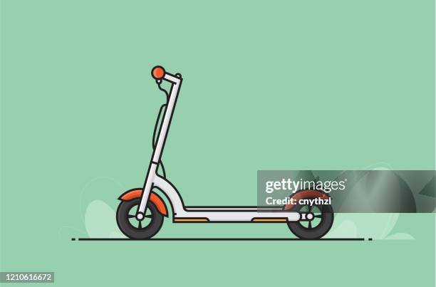 ilustraciones, imágenes clip art, dibujos animados e iconos de stock de concepto de scooter eléctrico. símbolo de trazo editable - mobility scooter