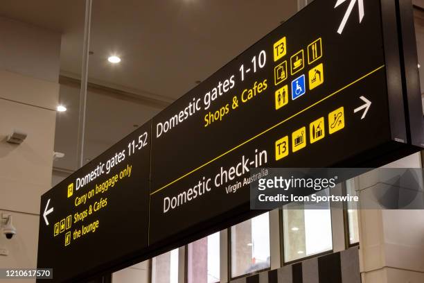 Information signs at Melbourne International Airport during COVID 19 on 21 April, 2020 in Melbourne, Australia.