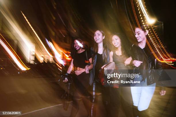 latina friends on ladies night out in l.a. - nights of freedom la imagens e fotografias de stock