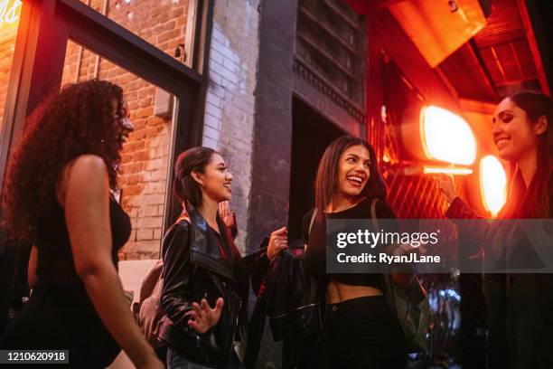 latina friends on ladies night out in l.a. - nights of freedom la imagens e fotografias de stock