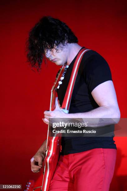 Jack White of The White Stripes during The White Stripes in Concert at Tenda Strisce Theater in Rome - June 6, 2007 at Tenda Strisce Theater in Rome,...