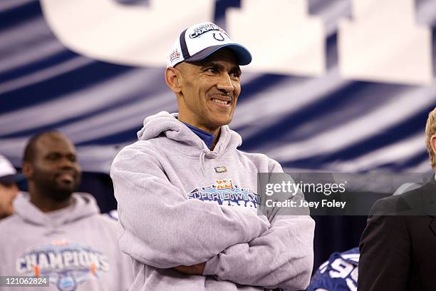Tony Dungy- Head Coach of the Indianapolis Colts during NFL Indianapolis Colts Parade and Rally - February 05, 2007 at RCA Dome in Indianapolis,...