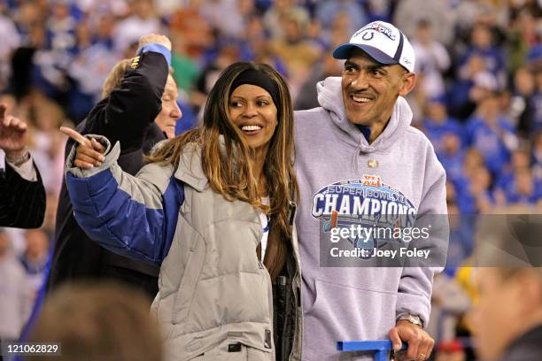 Lauren Dungy and Tony Dungy during NFL Indianapolis Colts Parade and Rally - February 05, 2007 at RCA Dome in Indianapolis, Indiana, United States.