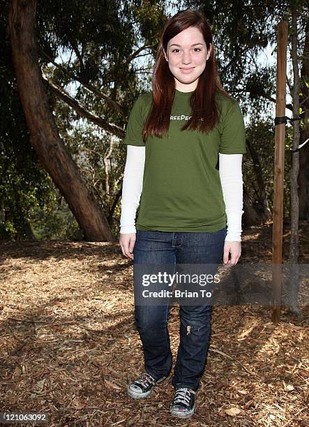 Actress Jennifer Stone attends Leeza Gibbons Joins TreePeople for Environmentally Focused Tree Planting on April 16, 2009 at Coldwater Canyon Park in...