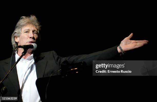 Roger Waters performs his interpretation of Ça Ira with a full orchestra and choir in the Parco Della Musica hall in Rome on November 17, 2005.