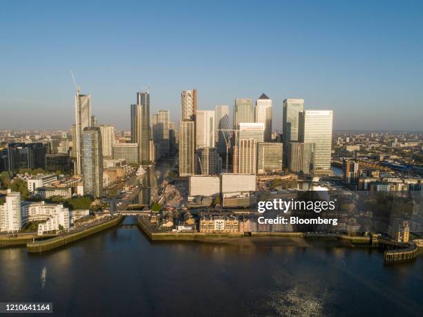 Skyscrapers housing the offices of global financial institutions, including Citigroup Inc., State Street Corp., Barclays Plc, HSBC Holdings Plc, and...