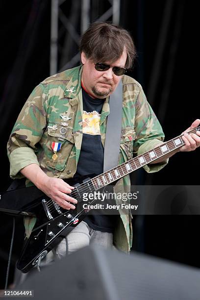 Ron Asheton of Iggy and the Stooges performs during the 2008 Virgin Mobile festival at the Pimlico Race Course on August 10, 2008 in Baltimore,...