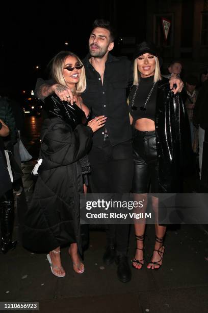Demi Sims, Adam Collard and Chloe Sims seen attending the launch of Sam Bird's new single in London's Hard Rock Hotel on March 05, 2020 in London,...