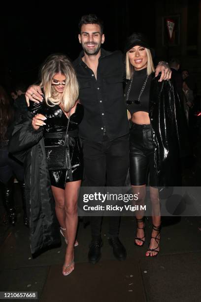 Demi Sims, Adam Collard and Chloe Sims seen attending the launch of Sam Bird's new single in London's Hard Rock Hotel on March 05, 2020 in London,...
