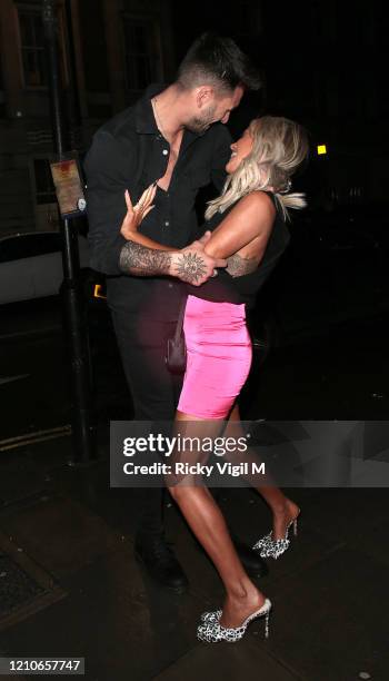 Adam Collard and Laura Anderson seen attending the launch of Sam Bird's new single in London's Hard Rock Hotel on March 05, 2020 in London, England.